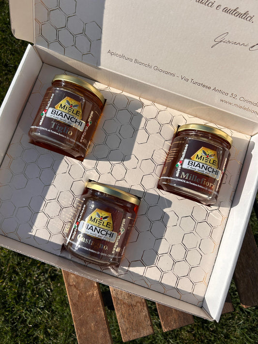 Box Degustazione Miele Bianchi - 3 Mieli delle Prealpi del Lago di Como